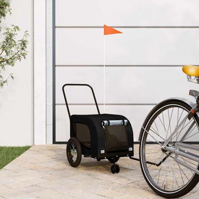 VidaXL Hondenfietstrailer oxford stof en ijzer zwart VidaXL Hondenfietstrailer oxford stof en ijzer zwart