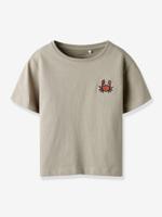 T-shirt voor jongens met NAME IT borduursel taupe - thumbnail
