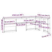 Boekenkast Hoofdeinde L-vormig 120 cm massief grenenhout wit - thumbnail