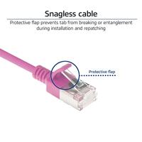 ACT Roze 0,5 meter LSZH U/FTP CAT6A datacenter slimline patchkabel snagless met RJ45 connectoren - thumbnail