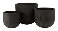 J-Line Bloempot Keramiek Hoog Zwart Set van 3 - thumbnail