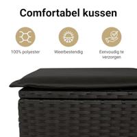 6-delige Loungeset met kussens poly rattan zwart - thumbnail