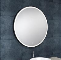 Maro spiegel rond met LED, dimbaar en spiegelverwarming 80 cm mat zwart - thumbnail