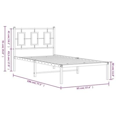 Bedframe met hoofdbord metaal zwart 90x190 cm