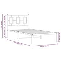 Bedframe met hoofdbord metaal zwart 90x190 cm - thumbnail