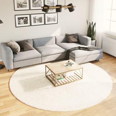 VidaXL Vloerkleed pamplona shaggy hoogpolig modern ø 240 cm crèmekleur