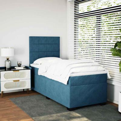 Boxspring met matras fluweel blauw 140x200 cm - thumbnail