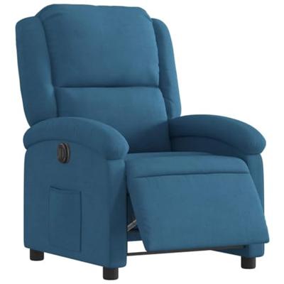 Fauteuil elektrisch verstelbaar fluweel blauw