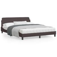 Bedframe zonder matras stof donkerbruin 160x200 cm - thumbnail