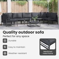 Tuinbankenset met kussen 8 pcs Zwart Staal - thumbnail