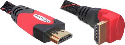 Delock 82688 HDMI-kabel HDMI Aansluitkabel HDMI-A-stekker 5 m Zwart, Rood Rond, 4K UHD, Vergulde steekcontacten, Verdraaid