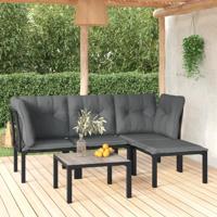 5-delige Loungeset poly rattan zwart en grijs - thumbnail