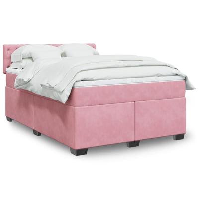 Boxspring met matras fluweel roze 140x190 cm