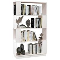 Boekenkast/kamerscherm 80x25x132 cm massief grenenhout wit - thumbnail