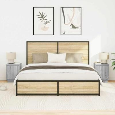 Nachtkastjes met led-verlichting 2 st 38x34x50 cm grijs sonoma