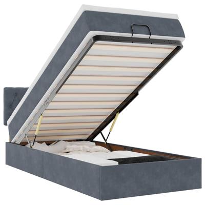 Ottoman bed met matras en LED's 140x190cm fluweel donkergrijs - thumbnail