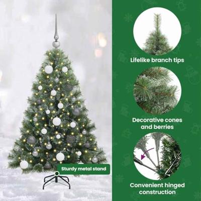 Kunstkerstboom met 150 LED met standaard Groen 150 cm PE en PVC Kunstkerstboom met 150 LED met standaard Groen 150 cm PE en PVC