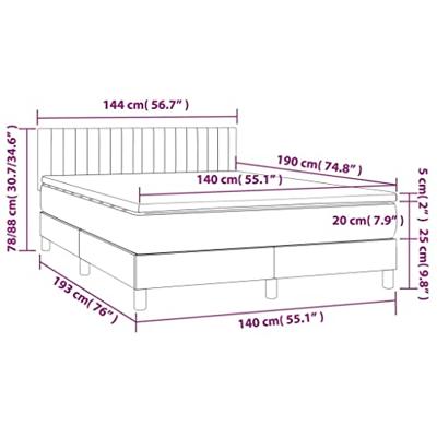 Boxspring met matras en LED stof lichtgrijs 140x190 cm