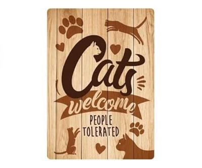 Plenty Gifts waakbord blik cats welcome people tolerated Plenty Gifts waakbord blik cats welcome people tolerated