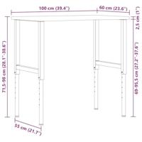 Werkbank 100x60x(71,5-98) cm massief eikenhout - thumbnail