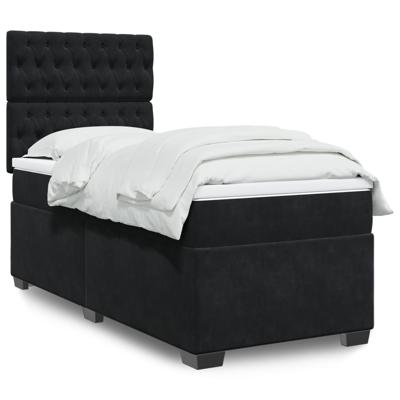 Boxspring met matras fluweel zwart 120x200 cm - thumbnail