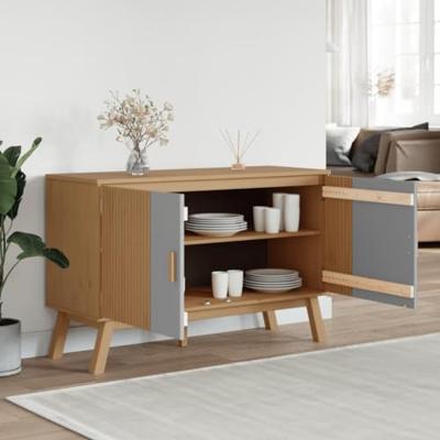 Dressoir OLDEN 114x43x73,5 cm massief grenenhout grijs en bruin