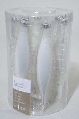Decoris kerstballen Ijspegel glas 6st winterwit 15cm