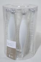 Decoris kerstballen Ijspegel glas 6st winterwit 15cm - thumbnail