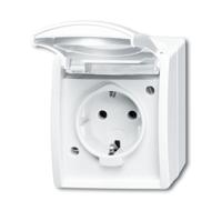 Busch-Jaeger 20 EW-54 Ocean (opbouw) Wandcontactdoos met randaarde spatwaterdicht Wit - thumbnail