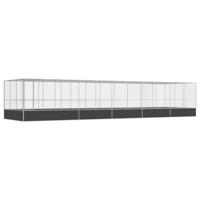 vidaXL Volière met verlengstuk 1139x307x212 m staal zilverkleurig, vogelvolière, papegaaienkooi, grote papegaaienkooi, parkietenkooi, grote vogelkooi - thumbnail