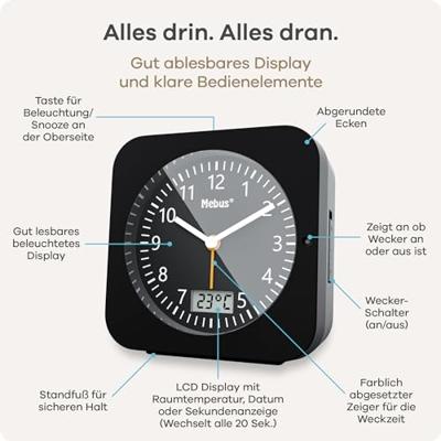 Mebus 25609 Wekker Zendergestuurd Zwart
