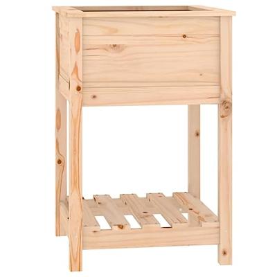 Plantenbak met schap 54x54x81 cm massief grenenhout