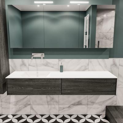 Lush onderkast 180cm in kleur ANTRACITE met 2 lades Push tot open geschikt voor linkse wastafel. Compleet met solid surface wastafel cloud M63021met 0 kraangat(en) Lush onderkast 180cm in kleur ANTRACITE met 2 lades Push tot open geschikt voor linkse wastafel. Compleet met solid surface wastafel cloud M63021met 0 kraangat(en)