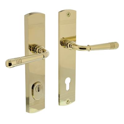 Intersteel Achterdeurbeslag Helena profielcilindergat deurklink 92mm met kerntrekbeveiliging PVD messingkleur Intersteel Achterdeurbeslag Helena profielcilindergat deurklink 92mm met kerntrekbeveiliging PVD messingkleur