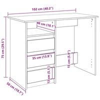 Bureau 102x50x75 cm bewerkt hout zwart - thumbnail