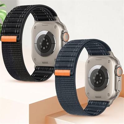 By Qubix - Nylon Wave band - Grijs - Compatible met Apple Watch 38mm / 40mm / 41mm / 42mm - Compatible Apple watch bandjes