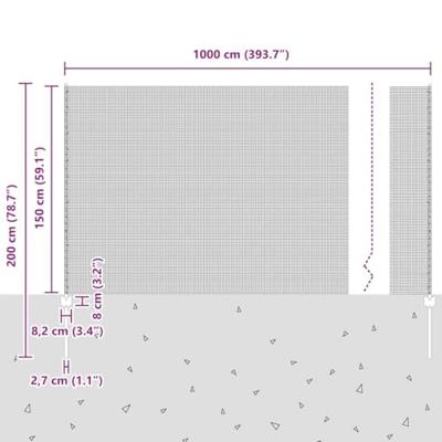 VidaXL Hek met paal zilver 1,5 x 10 m staal