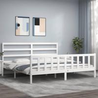 Bedframe zonder matras massief grenenhout wit 200x200 cm - thumbnail