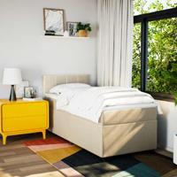 Boxspring met matras stof crèmekleurig 100x200 cm - thumbnail