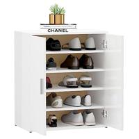 VidaXL Schoenenkast 60x35x70 cm bewerkt hout hoogglans wit - thumbnail