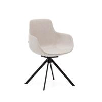 Kave Home Draaibare Eetkamerstoel 'Tissiana' Chenille, kleur Beige - thumbnail