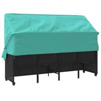 Ligbed met luifel en kussens poly rattan zwart - thumbnail