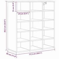 Schoenenkast met plank Oudhout 77,5 x 30 x 83,5 cm Bewerkt hout - thumbnail