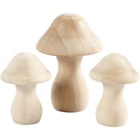 Creativ Company Houten paddestoelen, d 3,3+4,5 cm, afm 4,5+6,5 cm, 3 stuk/ 1 doos - thumbnail