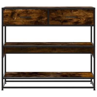 Wandtafel 90x35x80 cm bewerkt hout gerookt eikenkleurig