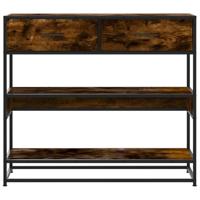 Wandtafel 90x35x80 cm bewerkt hout gerookt eikenkleurig - thumbnail