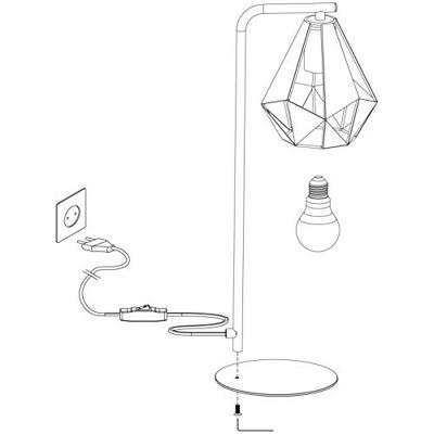 EGLO Carlton 4 tafellamp Zwart, Koper E27