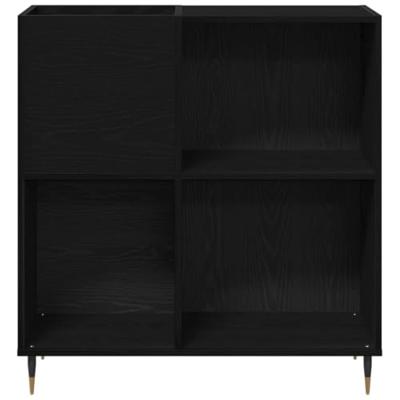 Platenkast met plank Zwart eiken 85 x 38 x 89 cm Bewerkt hout