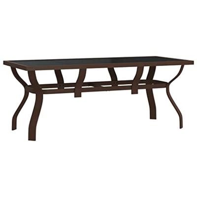 Tuintafel 180x80x70 cm staal en glas bruin en zwart