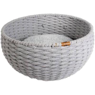 Duvo+ oyster mand rond in katoentouw grijs 45x45x23cm